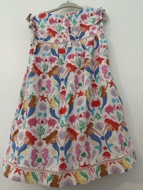 Mini Boden White Dress with Multicolor Mermaid & Sea Life Print
